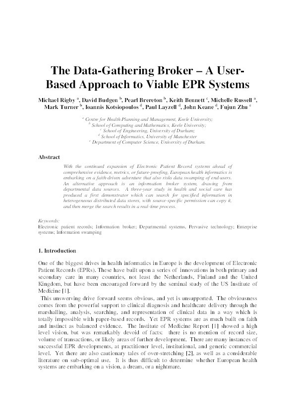 The Data-Gathering Broker - A User-Based Approach to Viable EPR Systems Thumbnail