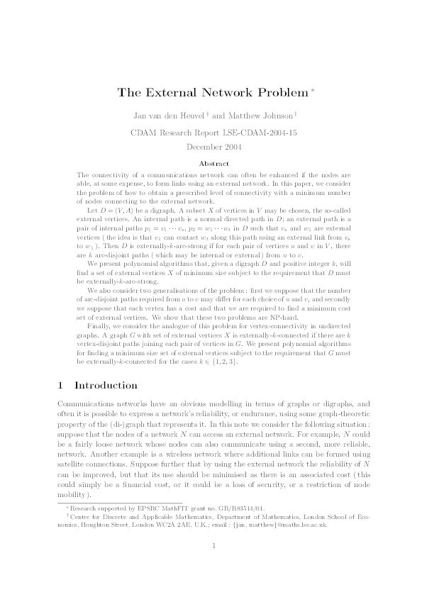 The External Network Problem with edge- or arc-connectivity requirements Thumbnail
