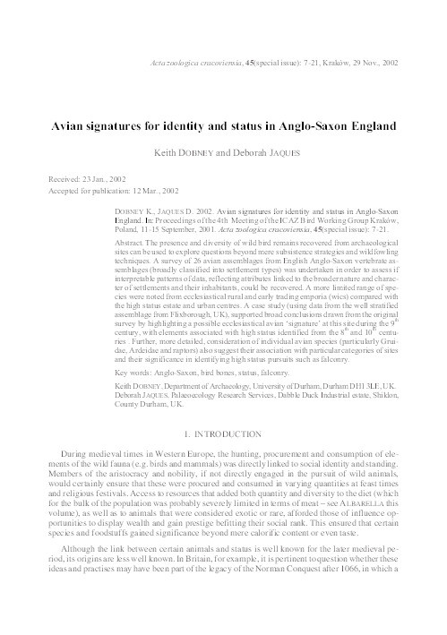 Avian Signatures for Identity and Status in Anglo-Saxon England Thumbnail