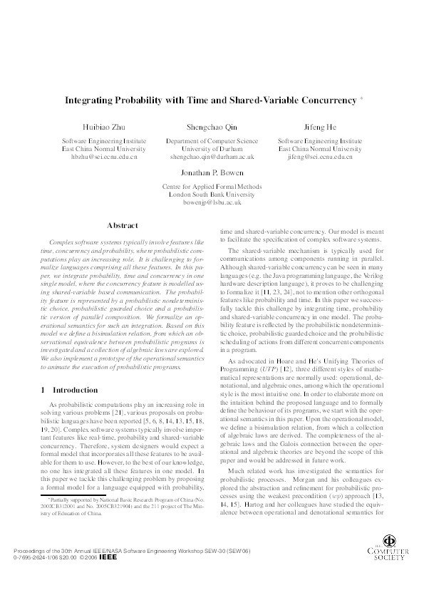 Integrating Probability with Time and Shared-Variable Concurrency Thumbnail