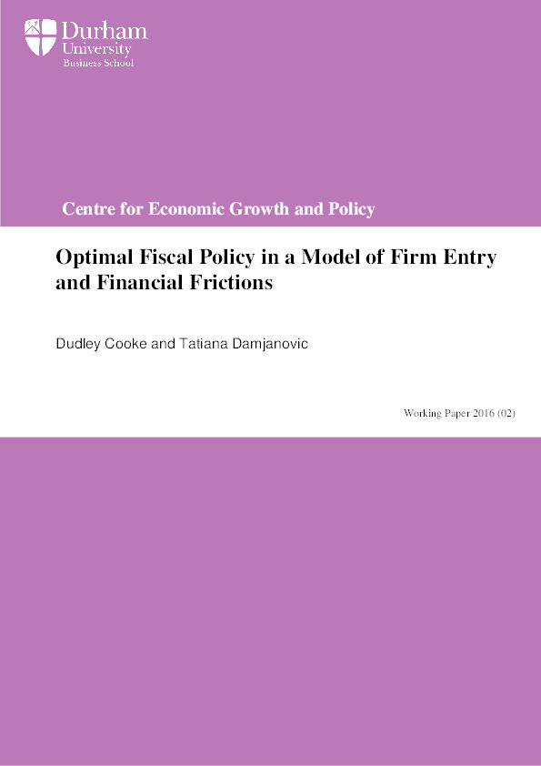 Optimal Fiscal Policy in a Model of Firm Entry and Financial Friction Thumbnail
