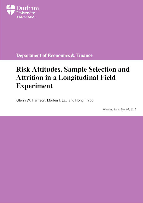 Risk attitudes, sample selection and attrition in a longitudinal field experiment Thumbnail