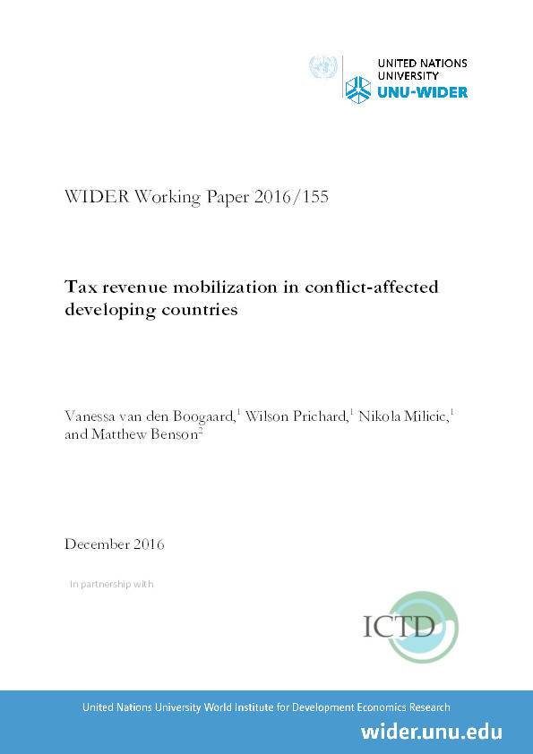 Tax Revenue Mobilization in Conflict-Affected Developing Countries Thumbnail