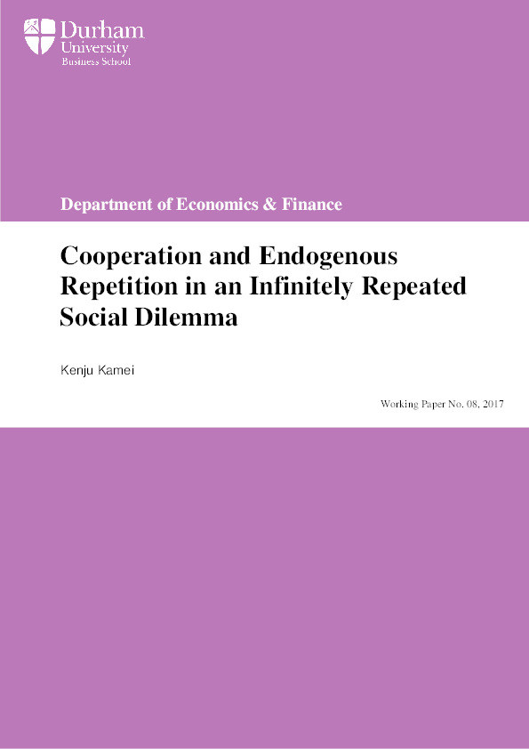 Cooperation and Endogenous Repetition in an Infinitely Repeated Social Dilemma Thumbnail