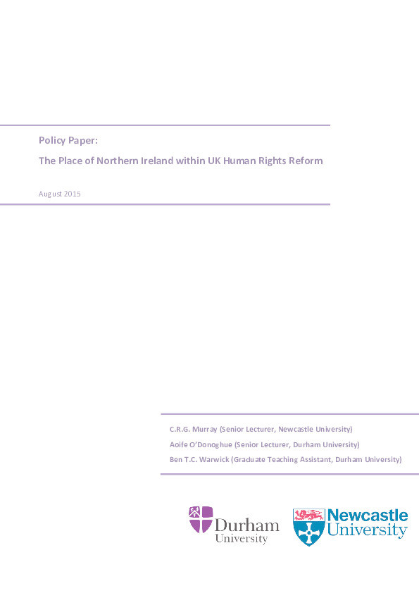 Policy Paper: The Place of Northern Ireland within UK Human Rights Reform Thumbnail