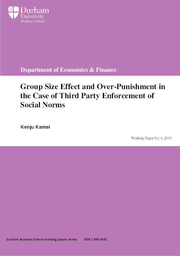 Group Size Effect and Over-Punishment in the Case of Third Party Enforcement of Social Norms Thumbnail
