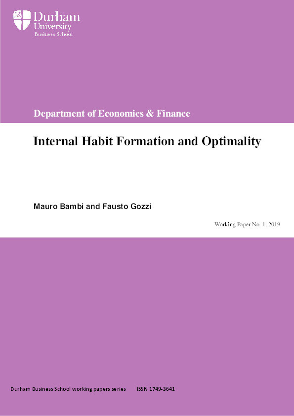 Internal Habit Formation and Optimality Thumbnail
