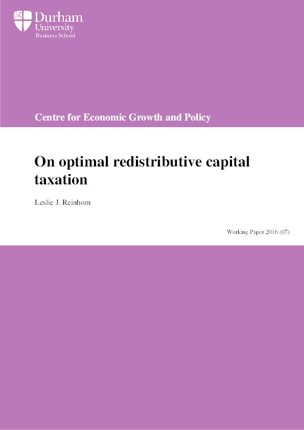 On optimal redistributive capital taxation Thumbnail