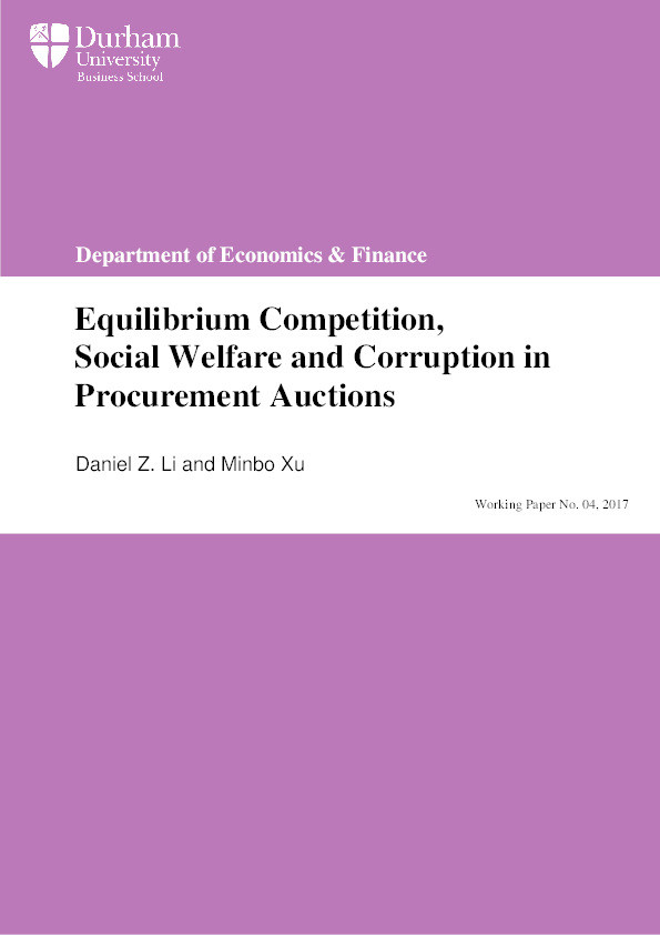 Equilibrium competition, social welfare and corruption in procurement auctions Thumbnail