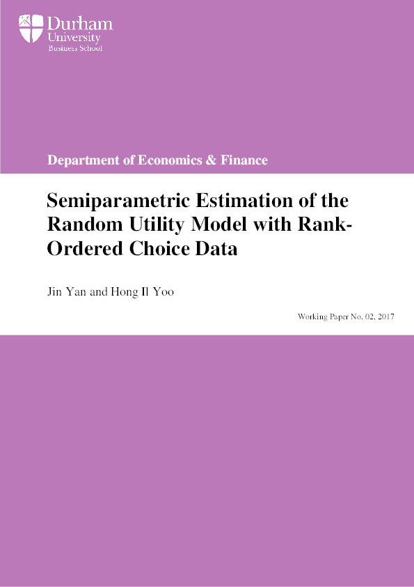 Semiparametric estimation of the random utility model with rank-ordered choice data Thumbnail