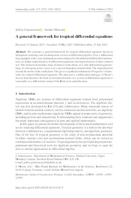 A general framework for tropical differential equations Thumbnail