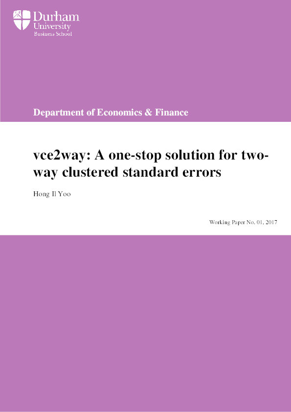 vce2way : a one-stop solution for twoway clustered standard errors Thumbnail