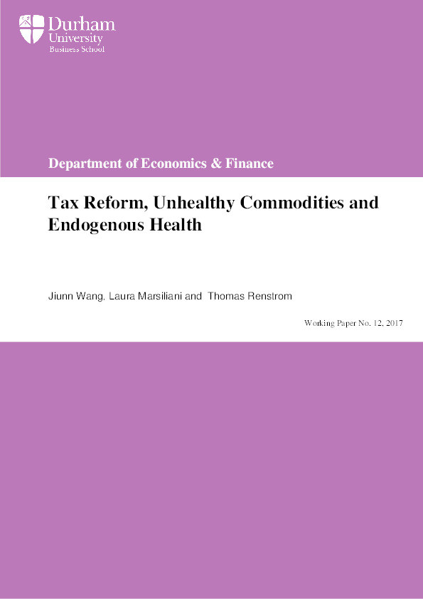 Tax Reform, Unhealthy Commodities and Endogenous Health Thumbnail