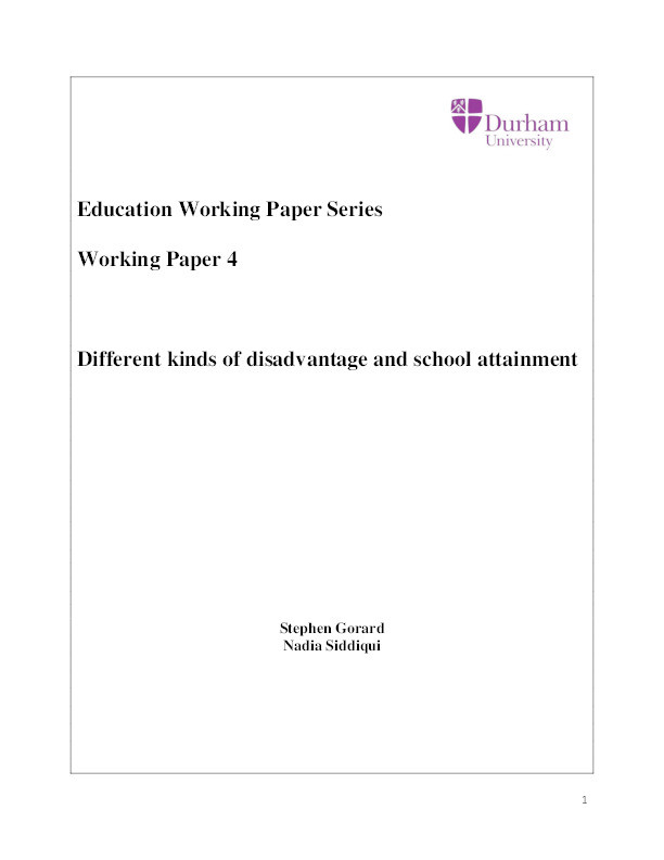 Different kinds of disadvantage and school attainment Thumbnail