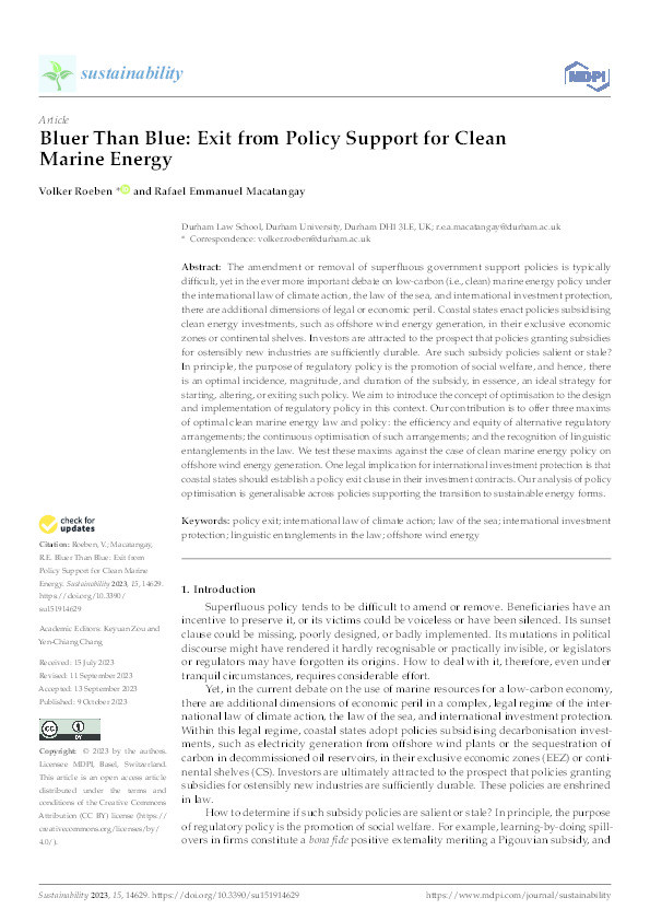 Bluer Than Blue: Exit from Policy Support for Clean Marine Energy Thumbnail