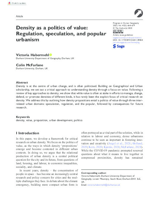 Density as a politics of value: regulation, speculation, and popular urbanism Thumbnail