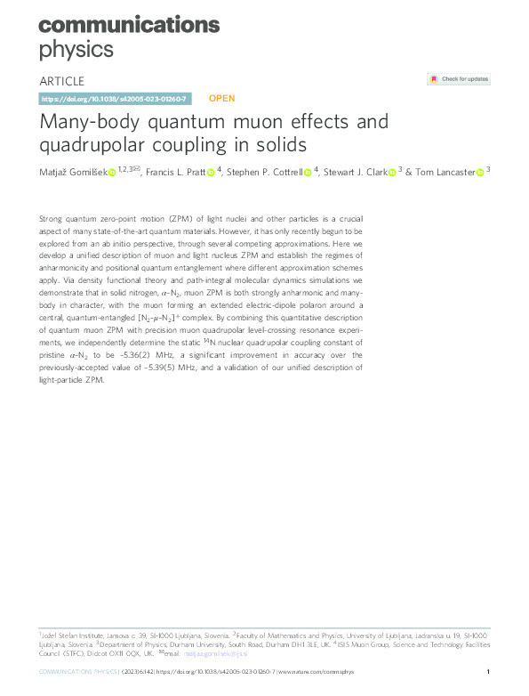 Many-body quantum muon effects and quadrupolar coupling in solids Thumbnail