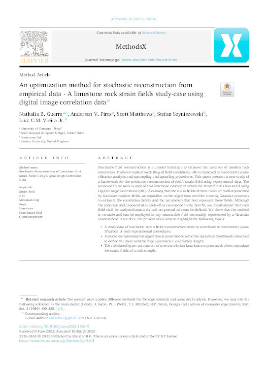 An optimization method for stochastic reconstruction from empirical data - A limestone rock strain fields study-case using digital image correlation data Thumbnail