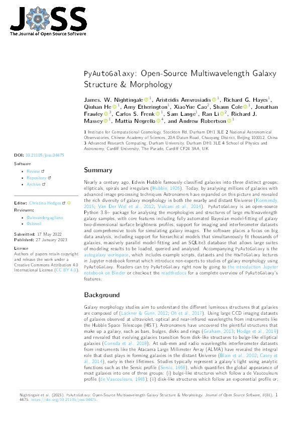 PyAutoGalaxy: Open-Source Multiwavelength Galaxy Structure & Morphology Thumbnail