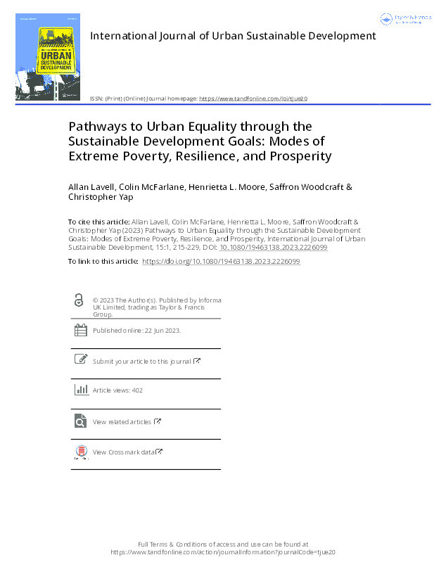 Pathways to Urban Equality through the Sustainable Development Goals: Modes of Extreme Poverty, Resilience, and Prosperity Thumbnail
