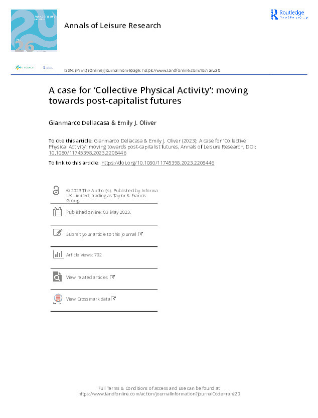 A case for ‘Collective Physical Activity’: moving towards post-capitalist futures Thumbnail