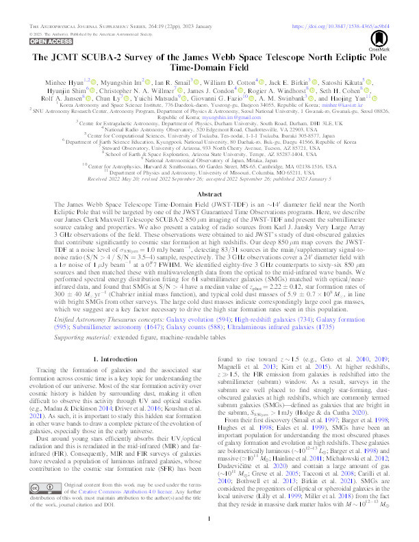 The JCMT SCUBA-2 Survey of the James Webb Space Telescope North Ecliptic Pole Time-Domain Field Thumbnail