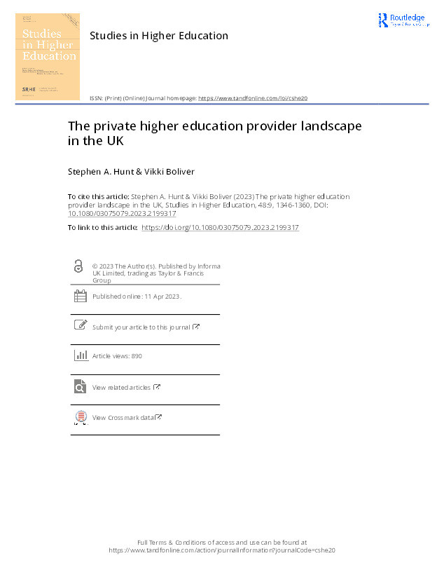 The private higher education provider landscape in the UK Thumbnail