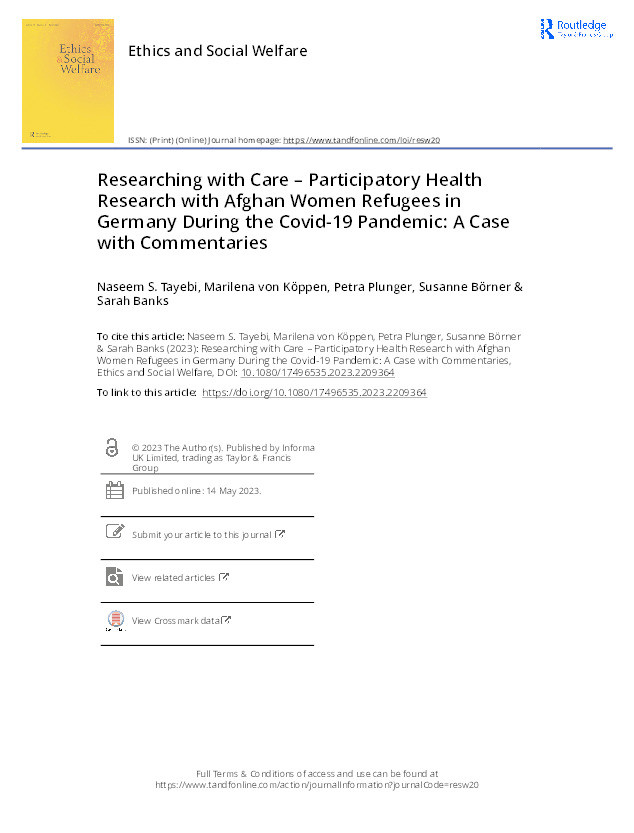 Researching with Care – Participatory Health Research with Afghan Women Refugees in Germany During the Covid-19 Pandemic: A Case with Commentaries Thumbnail