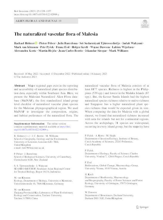 The naturalized vascular flora of Malesia Thumbnail