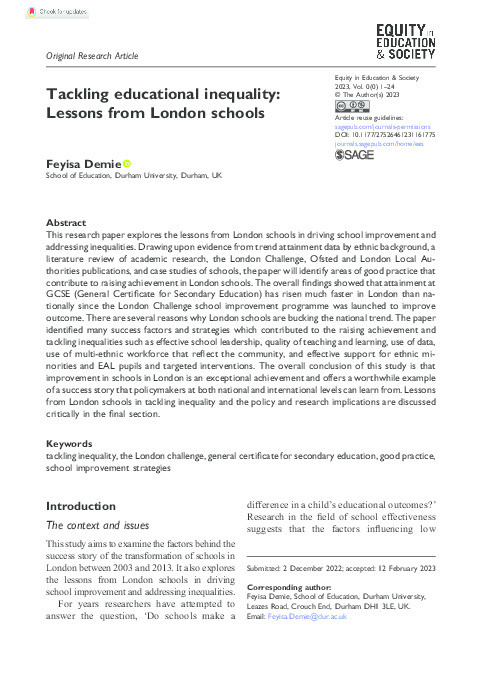 Tackling educational inequality: Lessons from London schools Thumbnail