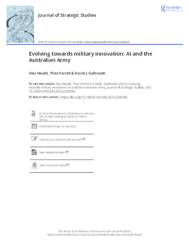 Evolving towards military innovation: AI and the Australian Army Thumbnail