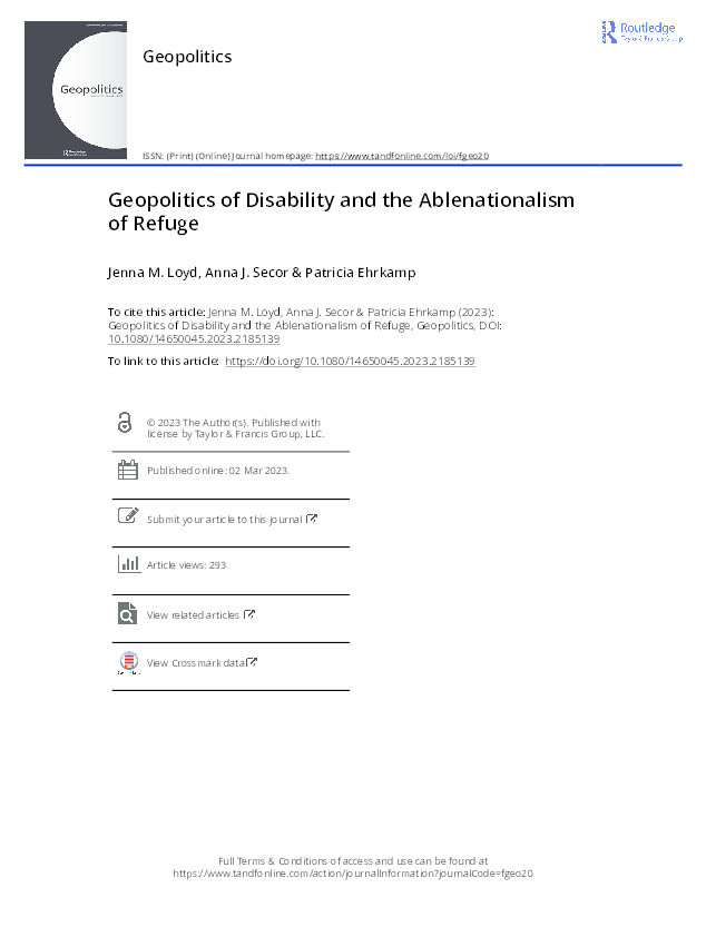 Geopolitics of Disability and the Ablenationalism of Refuge Thumbnail
