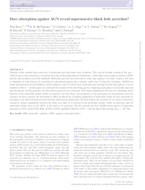 Does absorption against AGN reveal supermassive black hole accretion? Thumbnail