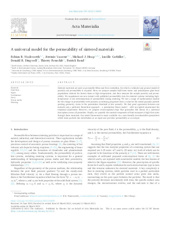 A universal model for the permeability of sintered materials Thumbnail