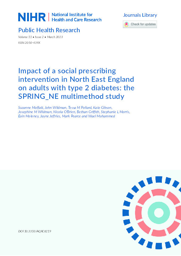 Impact of a social prescribing intervention in North East England on adults with type 2 diabetes: the SPRING_NE multimethod study Thumbnail