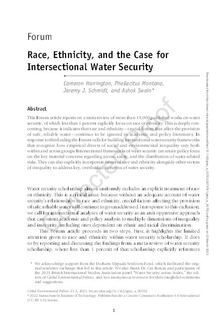 Race, Ethnicity, and the Case for Intersectional Water Security Thumbnail