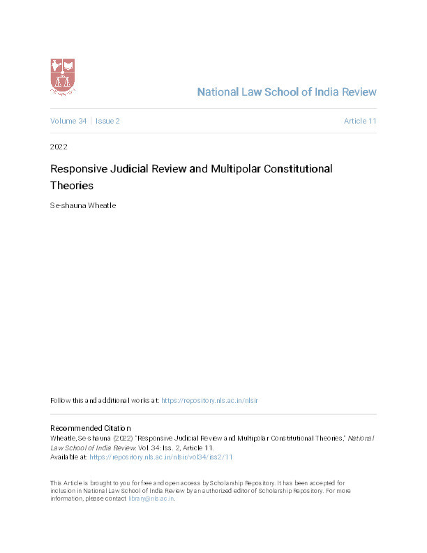 Responsive Judicial Review and Multipolar Constitutional Theories Thumbnail