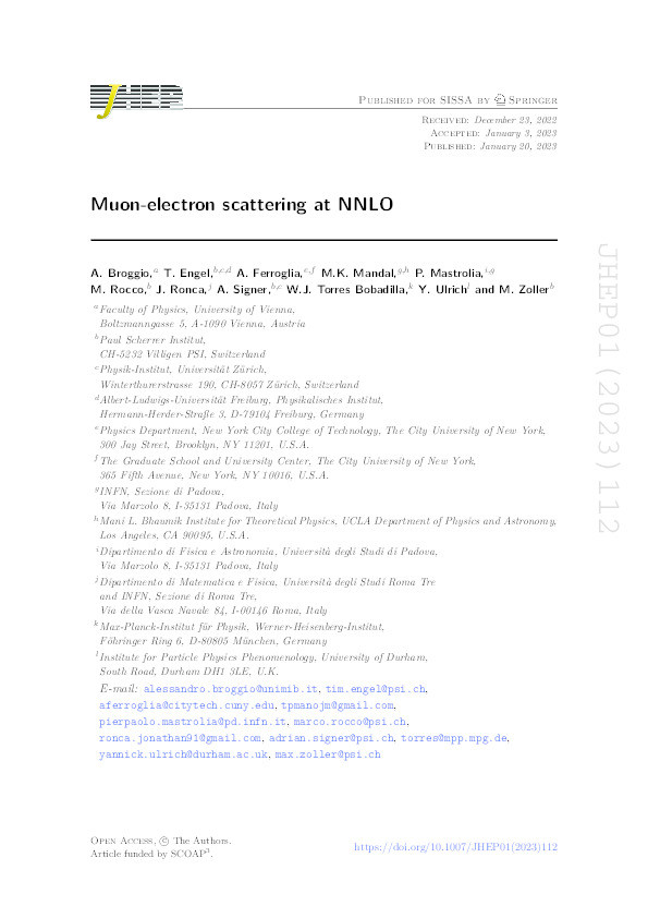 Muon-electron scattering at NNLO Thumbnail