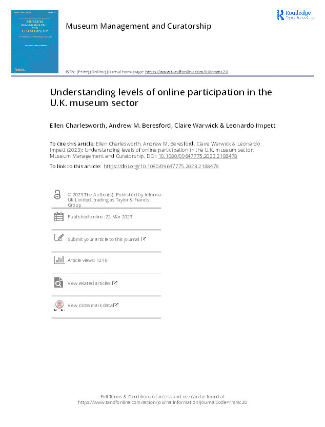 Understanding levels of online participation in the U.K. museum sector Thumbnail