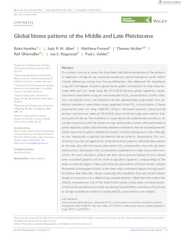 Global biome patterns of the Middle and Late Pleistocene Thumbnail