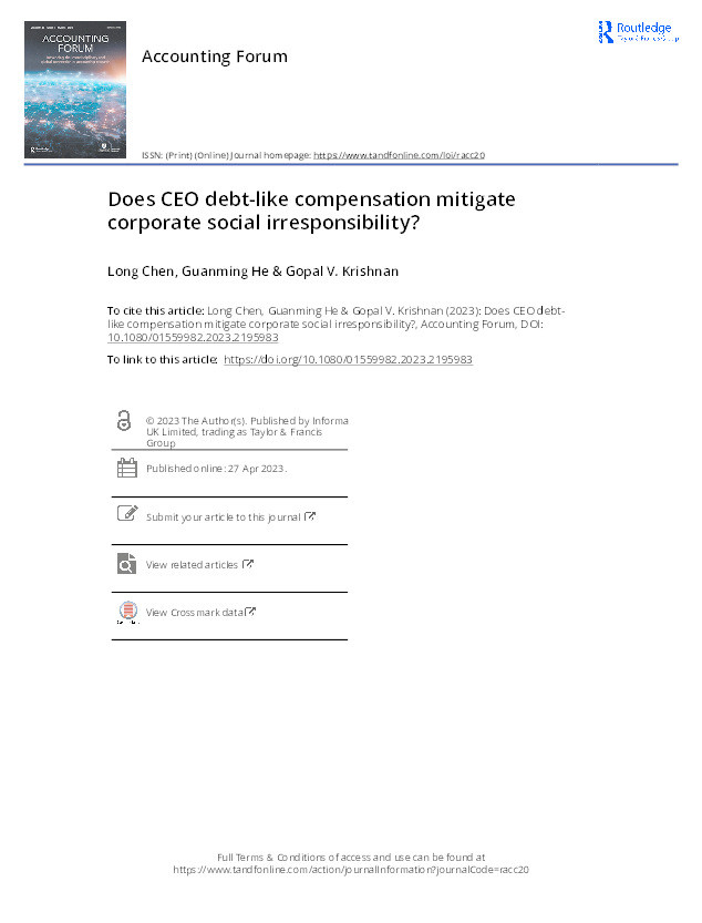 Does CEO debt-like compensation mitigate corporate social irresponsibility? Thumbnail