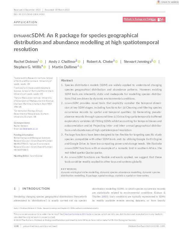 dynamicSDM: An R package for species geographical distribution and abundance modelling at high spatiotemporal resolution Thumbnail