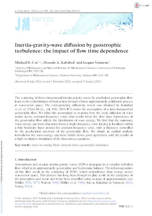 Inertia-gravity-wave diffusion by geostrophic turbulence: the impact of flow time dependence Thumbnail