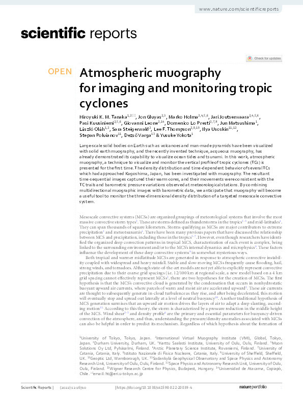 Atmospheric muography for imaging and monitoring tropic cyclones Thumbnail