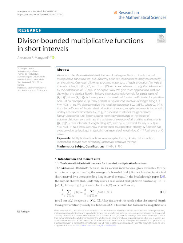 Divisor-bounded multiplicative functions in short intervals Thumbnail