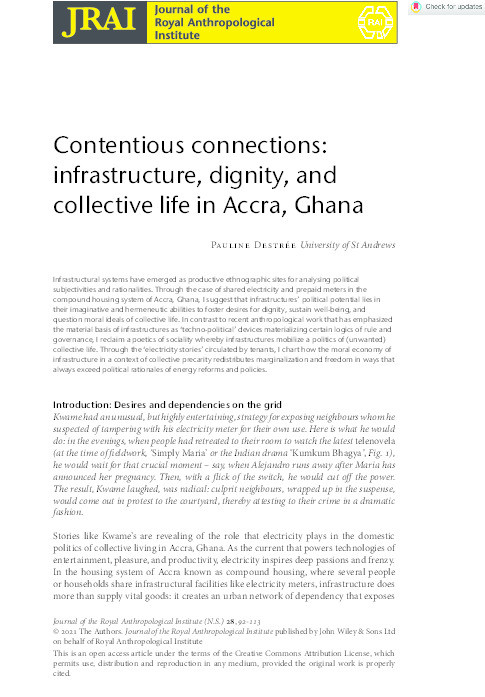 Contentious connections: infrastructure, dignity, and collective life in Accra, Ghana Thumbnail