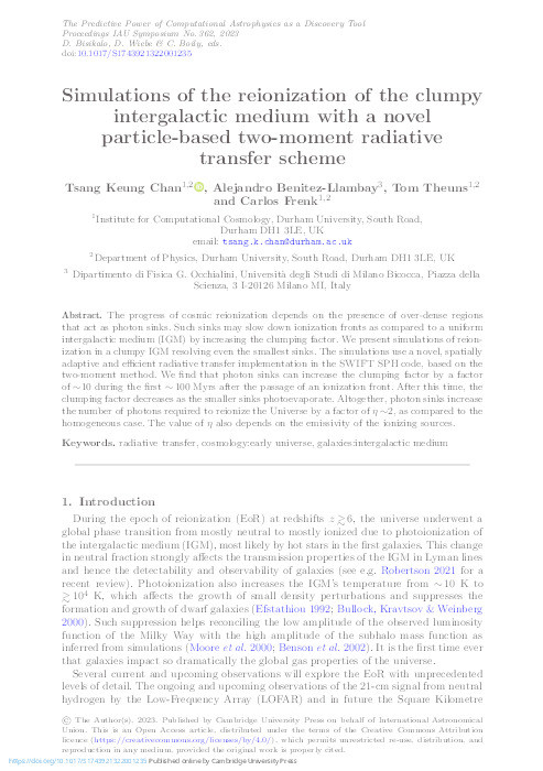Simulations of the reionization of the clumpy intergalactic medium with a novel particle-based two-moment radiative transfer scheme Thumbnail