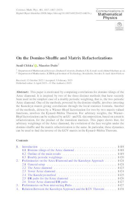 On the domino shuffle and matrix refactorizations Thumbnail