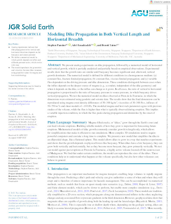 Modeling Dike Propagation in Both Vertical Length and Horizontal Breadth Thumbnail