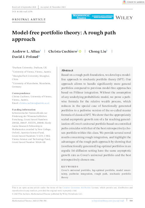 Model‐free portfolio theory: A rough path approach Thumbnail